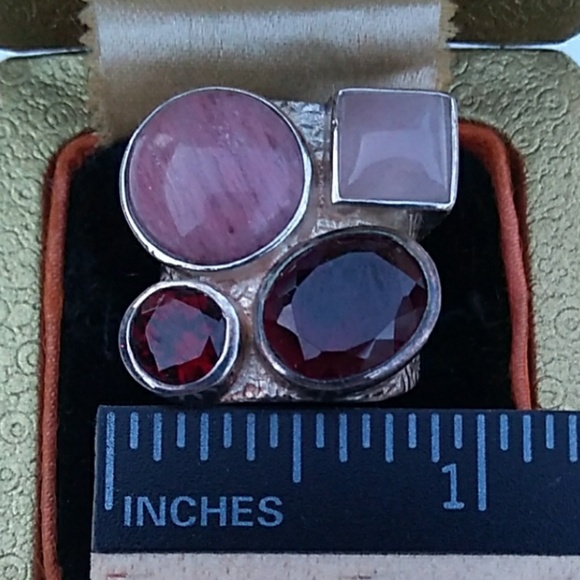 RARE JAY KING DTR Sterl.Silver GemStone Ring Rose Quartz Rhodochrosite Tourmalin - Picture 8 of 16